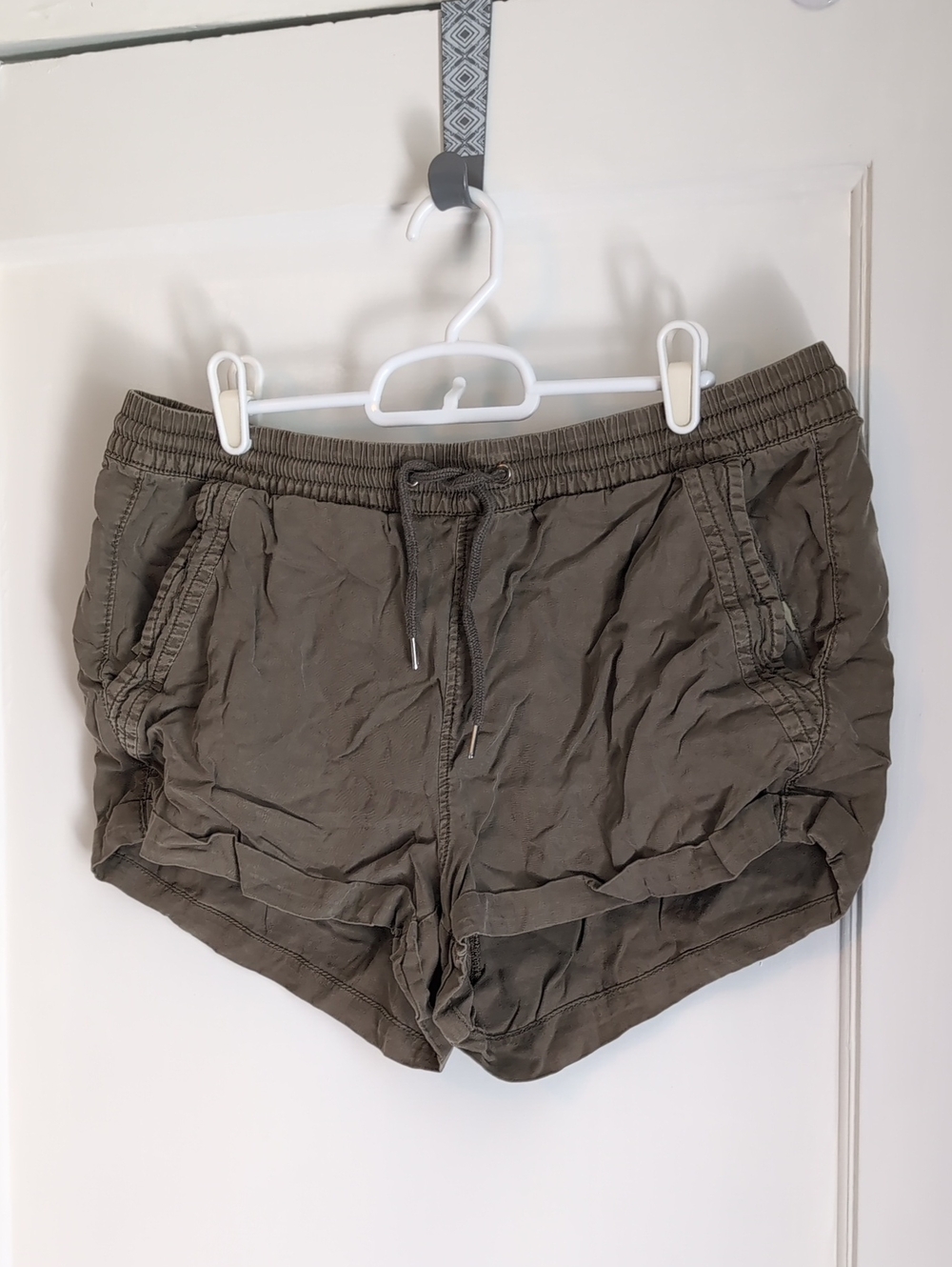 Divided Olive Green Athletic Drawstring Shorts